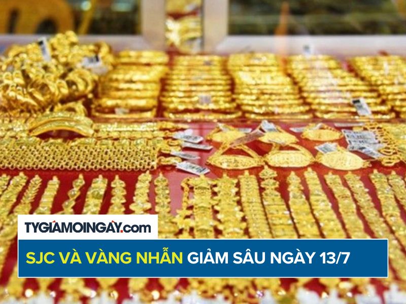 Cập nhật giá vàng ngày 13/7: SJC và vàng nhẫn cùng giảm sâu