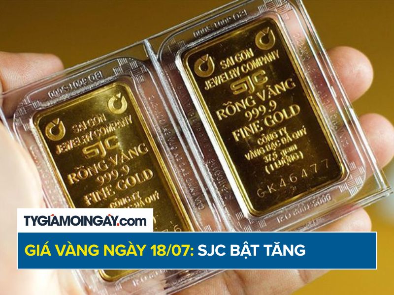 Giá vàng hôm nay 18/7/2026: SJC bật tăng 900.000 đồng/lượng