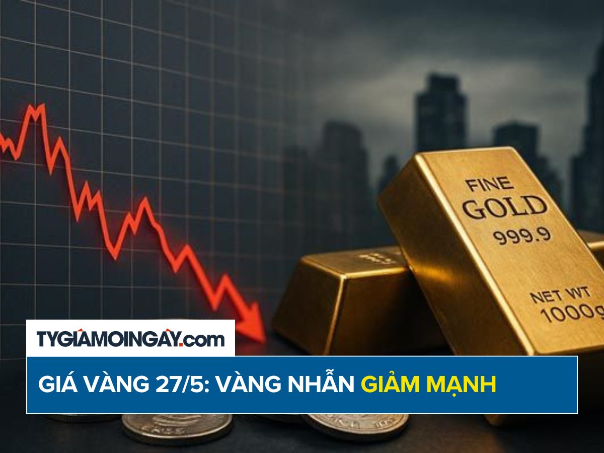 Giá vàng hôm nay 27/5: Vàng nhẫn lao dốc, nhiều nơi giảm tới 1 triệu đồng/lượng
