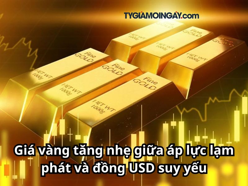 Giá vàng tăng nhẹ giữa áp lực lạm phát và đồng USD suy yếu