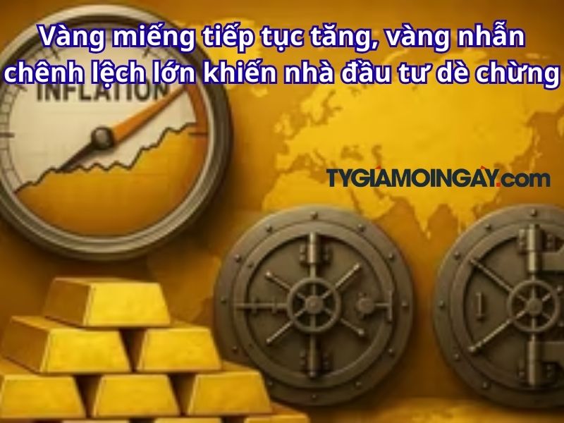 Vàng miếng tiếp tục tăng, vàng nhẫn chênh lệch lớn khiến nhà đầu tư dè chừng
